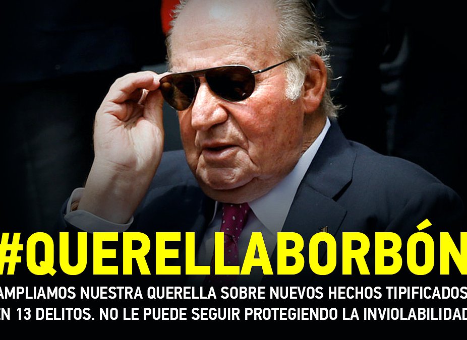 Ampliamos la #QuerellaBorbón tras la regularización fiscal para que se investiguen todos los casos